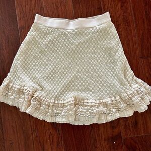 Max Studio Cream Textured Skirt with ruffles.